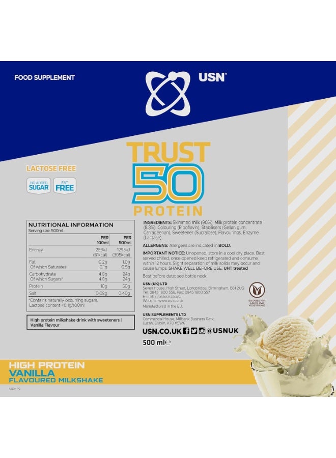 يو إس إن مشروب بروتين جاهز يو إس إن – 500 مل – فانيلا – عبوة 6 - Image 2